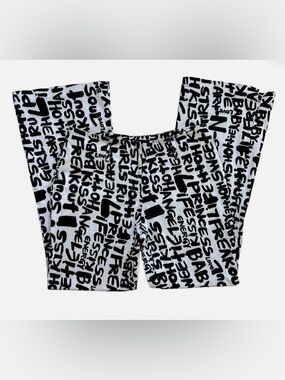 Women's Black & White Graphic Wide-Leg Pants